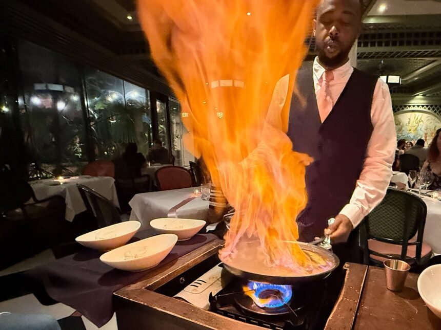 Flamb&eacute; bananas tableside at Brennans
