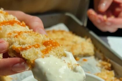 Chicken Protein Bars (Crispy Baked with Buffalo Dipping Sauce!)
