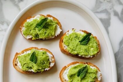 Fava Bean Crostini with Mint & Ricotta