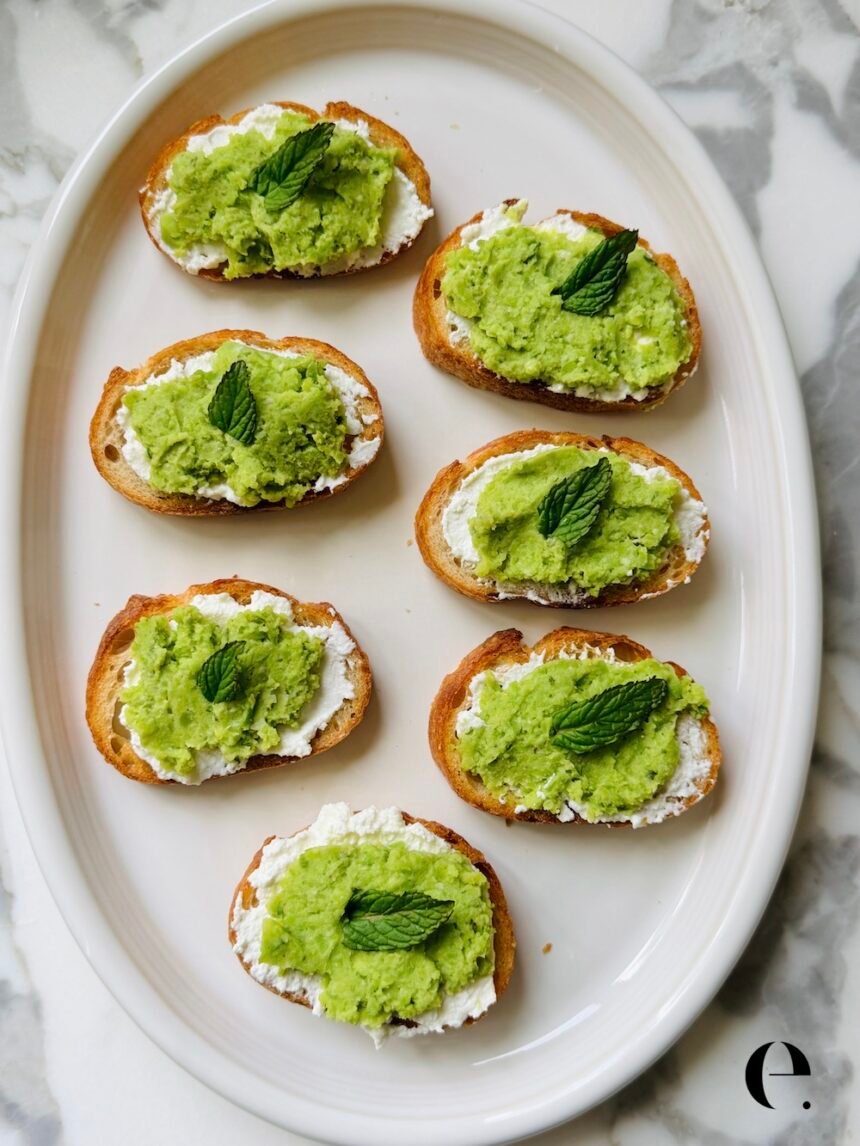 Fava Bean Crostini with Mint & Ricotta