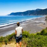 woman looking at view on Lost Coast scenic drive