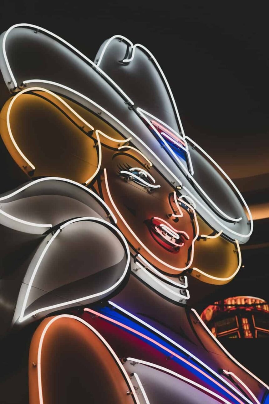 Vegas Vickie a neon light