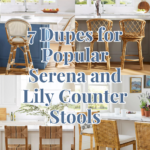 Serena and Lily counter stool dupes, affordable Serena and Lily stool alternatives, Serena and Lily Balboa stool dupe, Riviera counter stool lookalike, rattan counter stools, cane back counter stools, coastal style kitchen stools, designer-inspired counter stools, budget-friendly kitchen seating, woven seat counter stools, backless counter stools, modern coastal stools, Serena and Lily kitchen stool dupes, French bistro counter stools, island seating alternatives