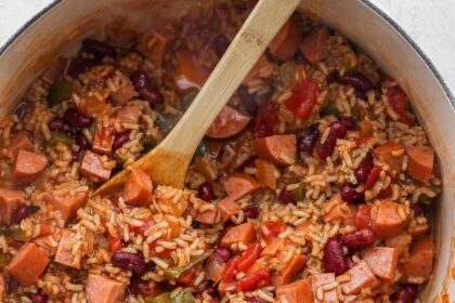 red beans and rice in a dutch oven