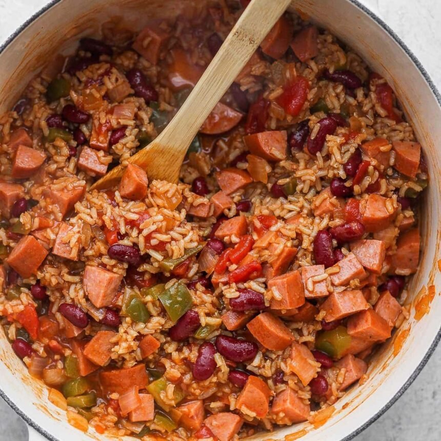 red beans and rice in a dutch oven