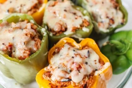 Ground Turkey Stuffed Peppers (Easy & Healthy!)