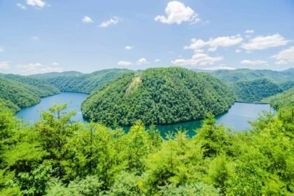 river bend in the Tail of the dragon scenic road in great smoky mountain