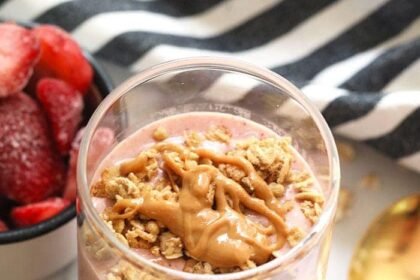 healthy breakfast smoothie in a glass