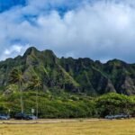 Kualoa mountain range panoramic view