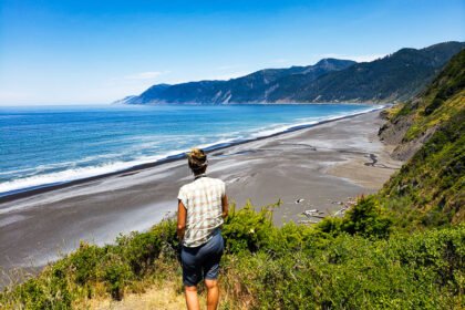 woman looking at view on Lost Coast scenic drive
