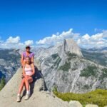 mother and daughter posing at glacial overlook