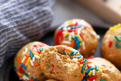 Birthday Cake Protein Balls (No Food Processor!)