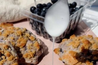 Blueberry Cottage Cheese Biscuits with Streusel Topping