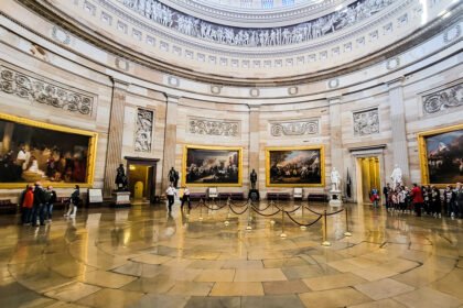 Round rotunda room inside the US Capitol Building in Washington DC