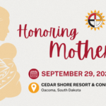 A graphic of an American Indian mother and child silhouette that says "Honoring Mothers" with the date of September 29, 2026, and a location of Cedar Shore Resort in Oacoma, SD. The South Dakota Indigenous & Integrative Health Summit logo is in the upper right-hand corner. South Dakota Indigenous and Integrative Health Summit