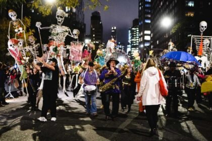 the crowd at the village halloween parade in nyc