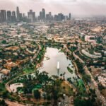 Echo Park in Los Angeles with View of Downtown Skyline