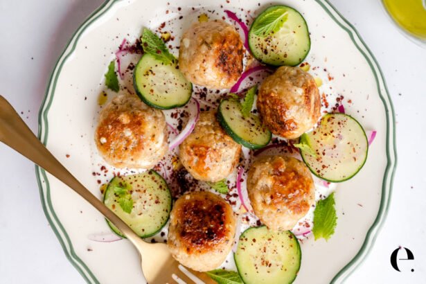 Greek Chicken Meatballs with Garlic Yogurt Sauce